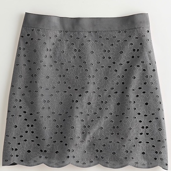 J. Crew Factory Eyelet Mini Skirt Slate Gray sz10 - Picture 2 of 5